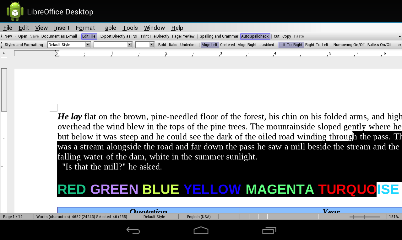 libreoffice writer for android