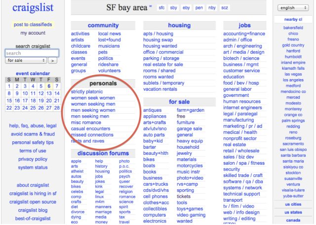 free hookup websites like craigslist