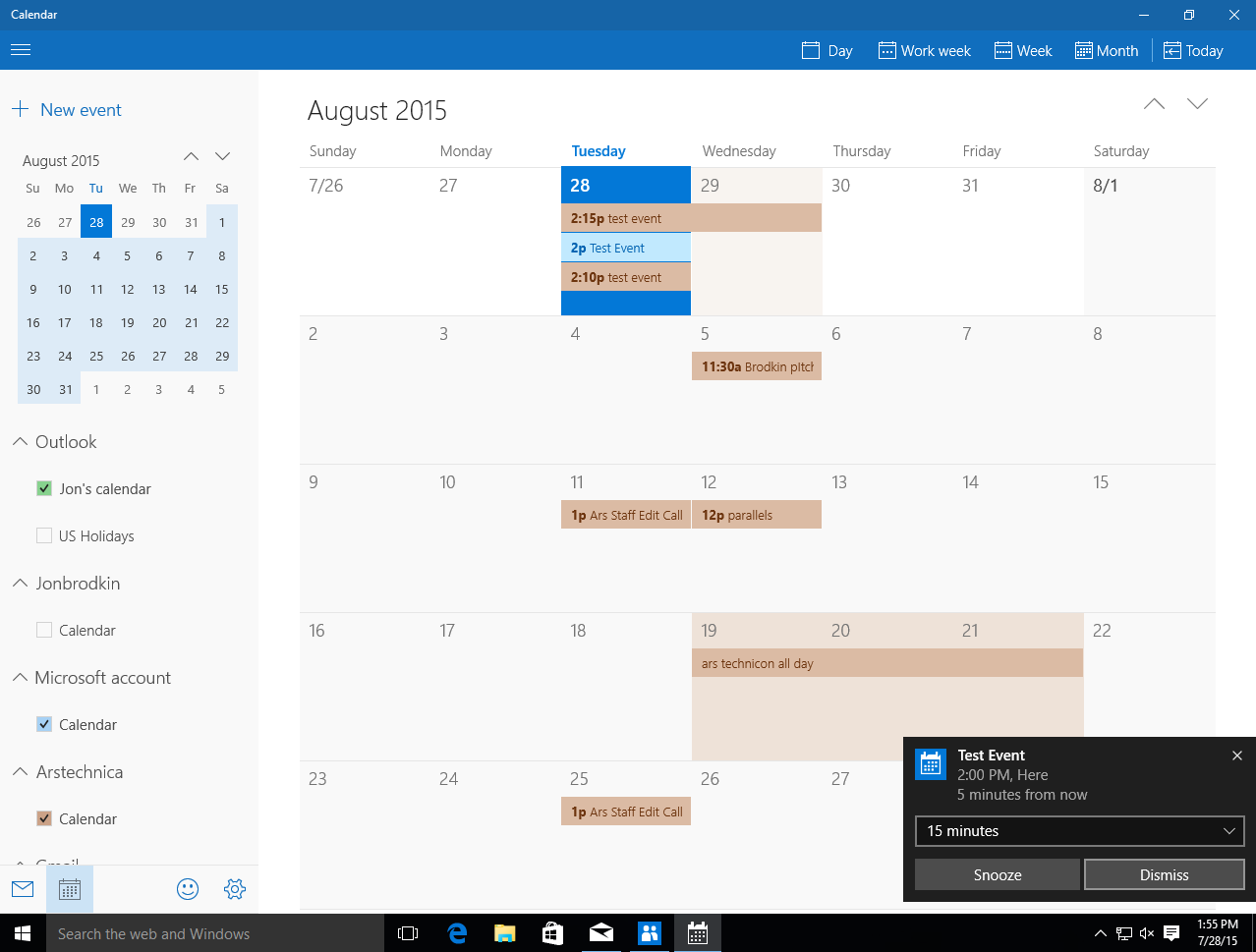 microsoft works calendar windows 10