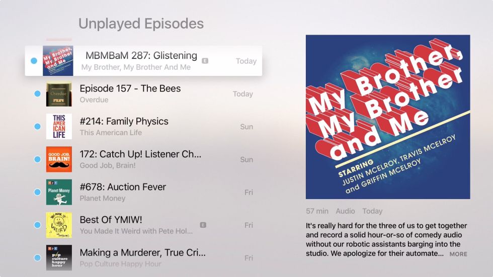 photo of Checking out tvOS’ 9.1.1’s restored Podcasts app image