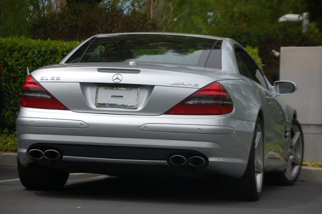 One of the many identical leased Mercedes-Benz SL55 AMGs driven by Steve Jobs. This one was spotted in 2008. Jobs would change cars (always sticking with an identical model) every six months to avoid having to put a license plate on the back.