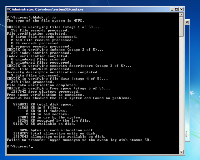 Running Chkdsk from the command line is actually a bit easier than using the GUI.