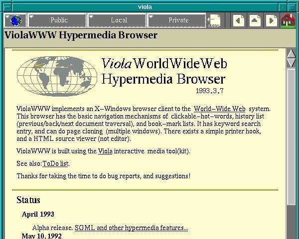 The ViolaWWWW Hypermedia Browser, inspireret af HyperCard