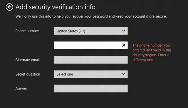 The security verification information used during a Windows 8 account setup is used to verify synchronization setup.