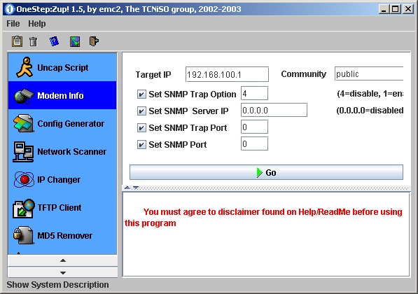 An early TCNiSO app that made cable modem hacking simple