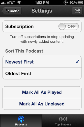 Each podcast has an individual settings app that makes it easier to manage straight from an iOS device.