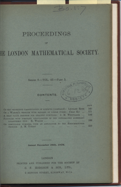 Turing's 1936 paper