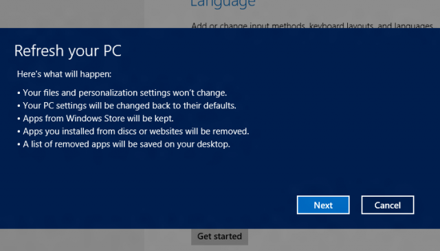Windows 8's Refresh and Reset could make re-imaging PCs easier, or at least faster.