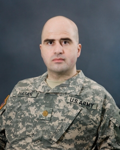 Nidal Hasan in a US Army photo after his promotion to major.
