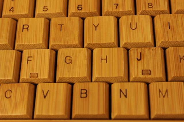 The indentation on the F key is visibly lower than the one on the J key.