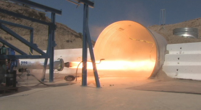 Hybrid rocket test firing at Sierra Nevada Corporation
