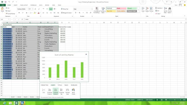 The Quick Analysis chart recommendation tool can save a lot of screwing around with chart types to find the right one.