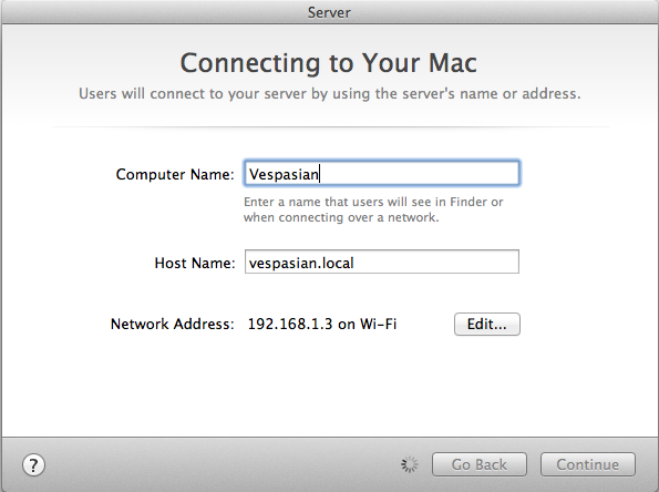 Configuring a hostname is the most complicated decision you'll have to make when turning your Mac into a server.