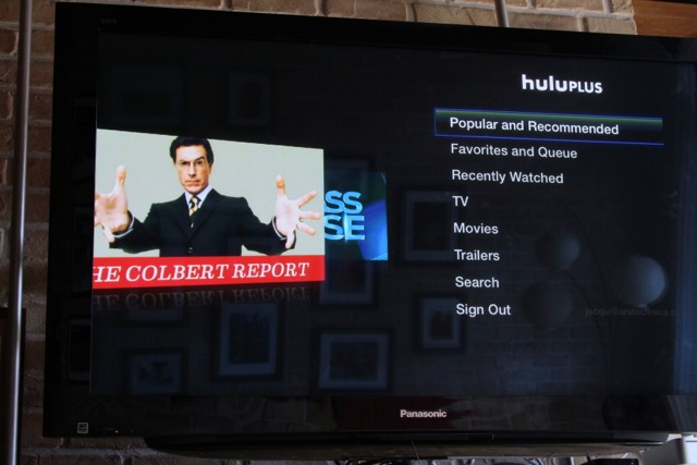 Hulu Plus's main interface on the Apple TV