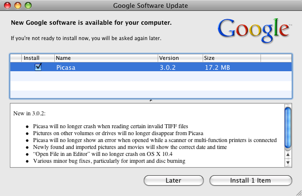 google software update for mac