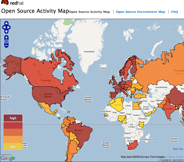 Red Hat's Global Open Source Activity Map