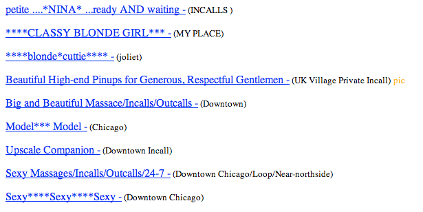 The new Adult Services section of craigslist is fully populated