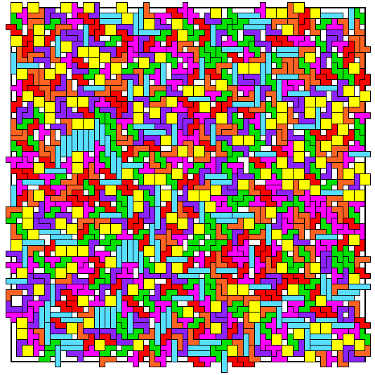 Snap shot of a mixture of all seven pieces at a high density. Also, a configuration you do not want to start with in Tetris.
