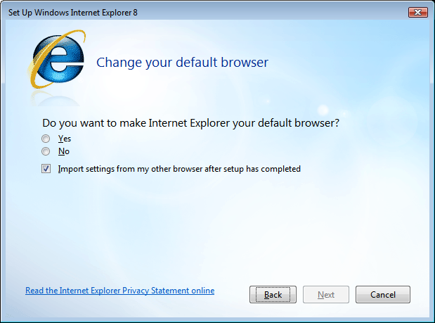 set internet explorer as default