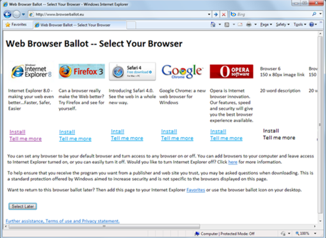 EU Vista, XP users will also get to vote IE off the island