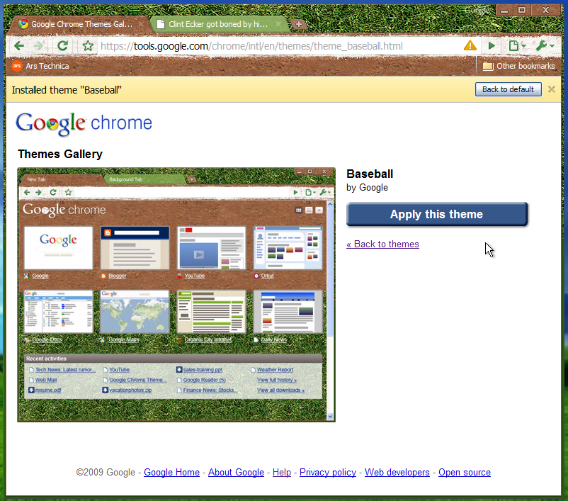 Google Chrome gets skins and JavaScript performance boost | Ars Technica