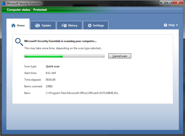 microsoft security essentials not working