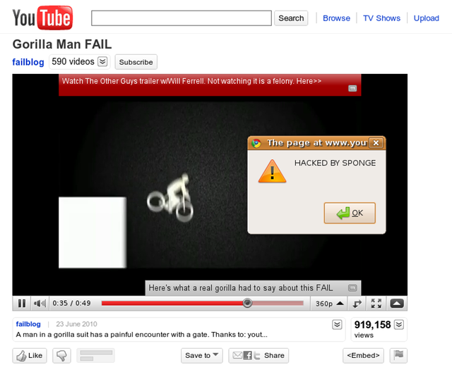 Porn pranksters have a field day with YouTube injection flaw