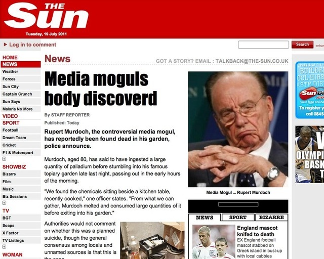 LulzSec takes on Murdoch empire with Sun hack, fake death claim