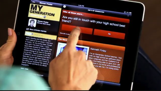 ABC's two-screen My Generation app for iPad, released in September.  