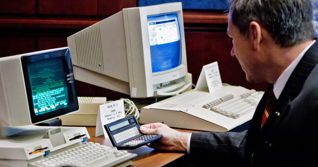 Sen. Mark Kirk at the Retro Tech Fair this week