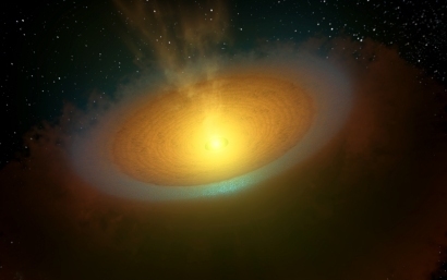 Artist's impression of the protoplanetary disc around the young star TW Hydrae