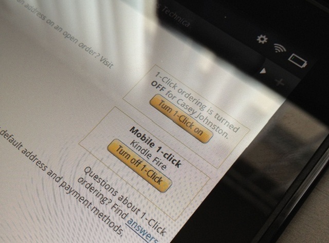 Once you click the Kindle Fire's 1-click button, it does nothing and vanishes.