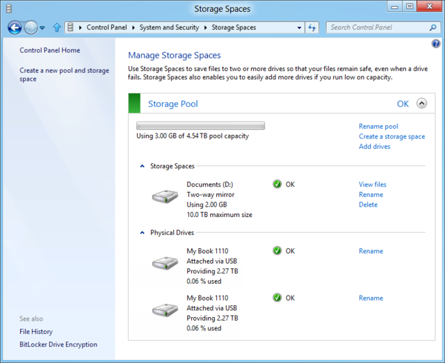 Storage Spaces and Pool configuration