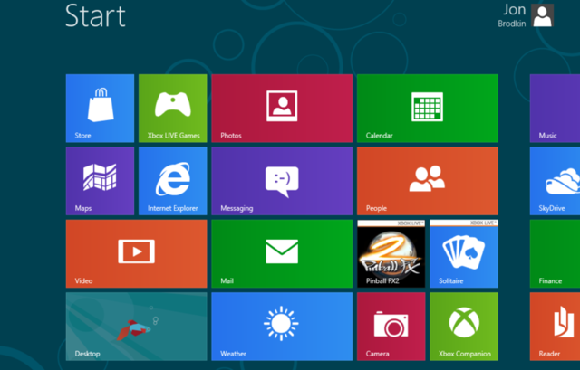 The Windows 8 start screen