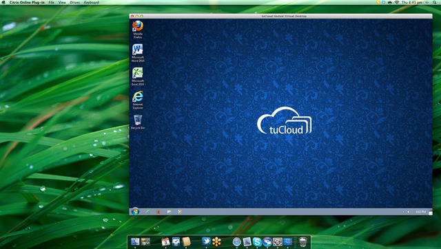 Test version of a Windows 7 virtual desktop running on a Mac