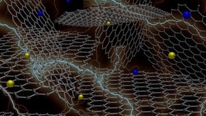 Artist's impression of graphene sheets used to construct thin flexible capacitors.