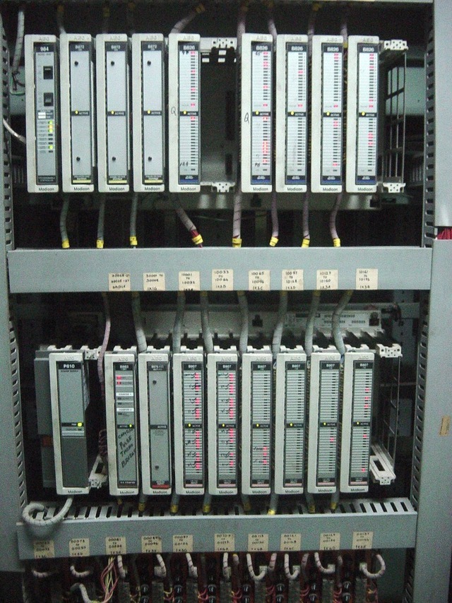 Programmable logic controllers like these are used to operate machinery used in refineries and other critical infrastructure. Despite their sensitity, manufacturers often decline to fix software flaws that could allow the devices to be remotely hijacked.