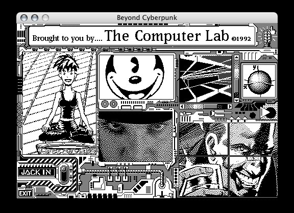 Lo stack Hypercard di The Computer Lab's Beyond Cyberpunk