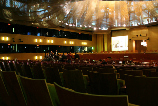 Grand courtroom in the European Court of Justice.