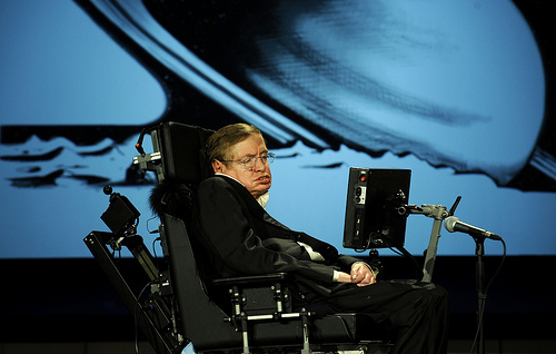 Stephen Hawking at a NASA fiftieth anniversary event in 2008. 