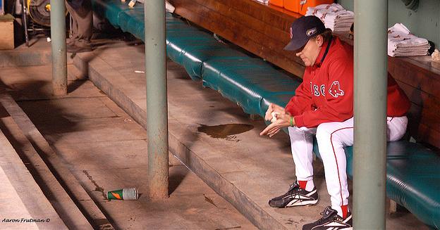 Curt Schilling before pitching his final World Series game for the Boston Red Sox.