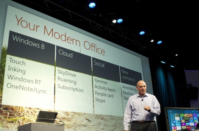 Microsoft CEO Steve Ballmer says his "entire life is on Office 13 and Windows 8."  He wants you to live there, too.