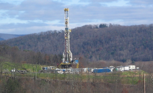 A fracking rig targets the Marcellus Shale.