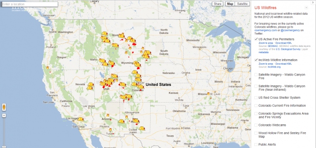 western wildfires map