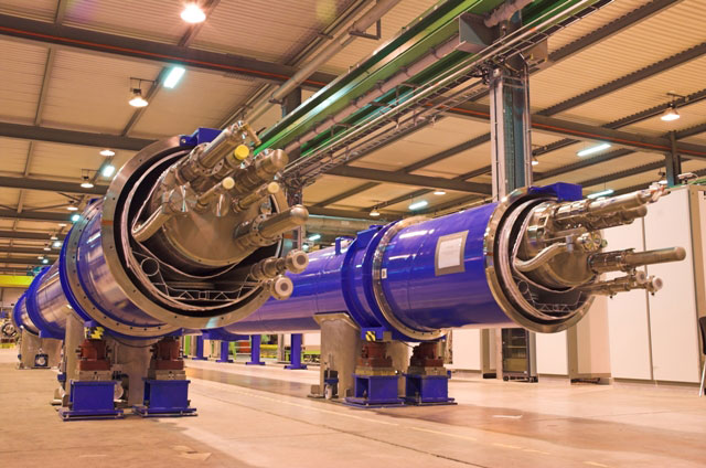 Two superconducting dipole magnets used in the LHC
