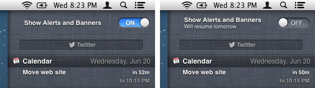 Notifications Center's on/off switch.
