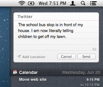 Send tweets from Notification Center