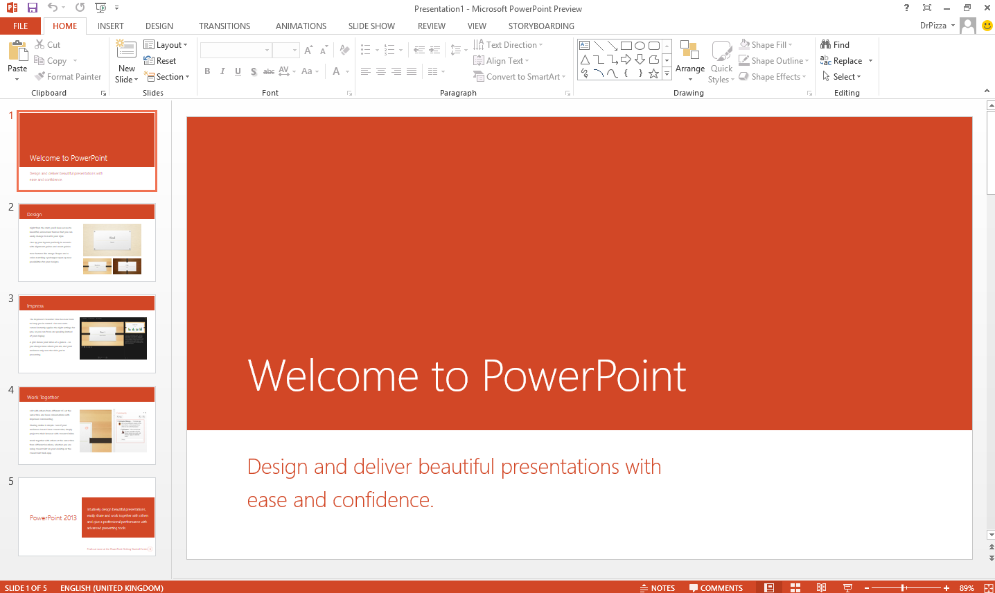 powerpoint 2013 new presentation