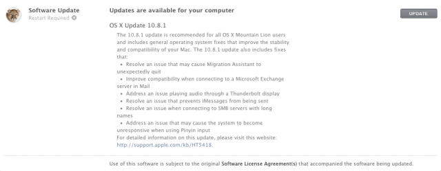 OS X 10.8.1 is now in the Mac App Store