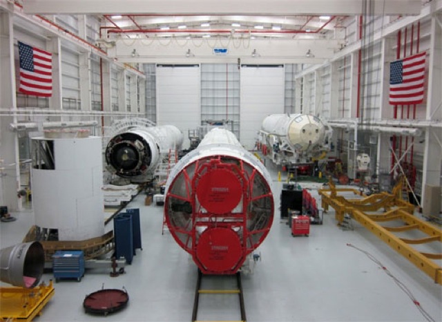 Orbital Sciences Antares rocket awaits its test launch at Wallops Island, Virginia.